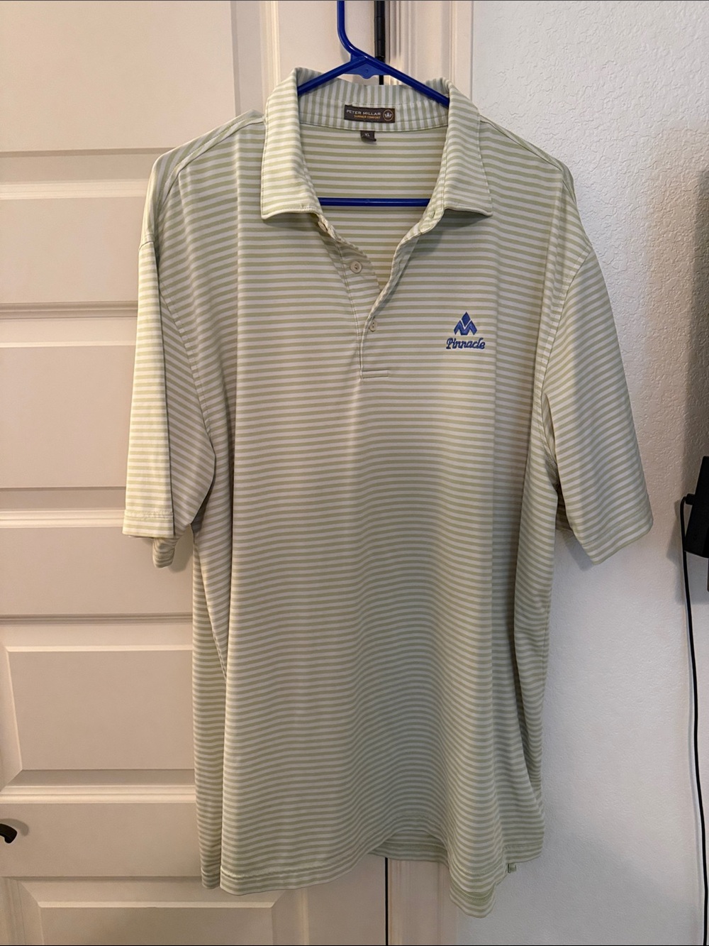 Peter Millar Pale Green & White Striped Polo